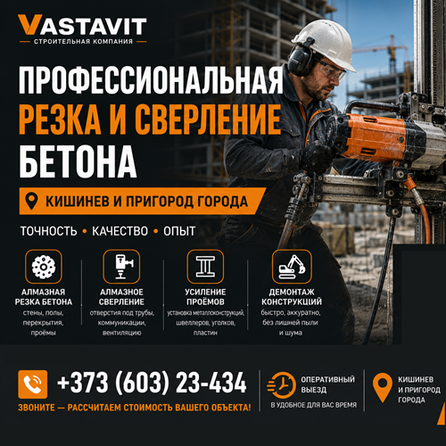 Профессиональная резка и сверление бетона Кишинев и пригород города